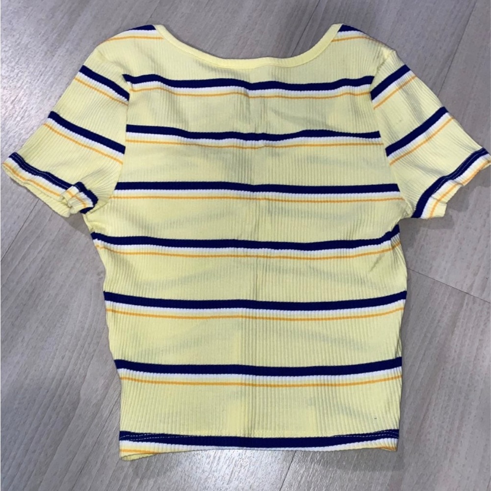 Yellow Striped Pacsun Cropped Top Size XS - Picture 2 of 4